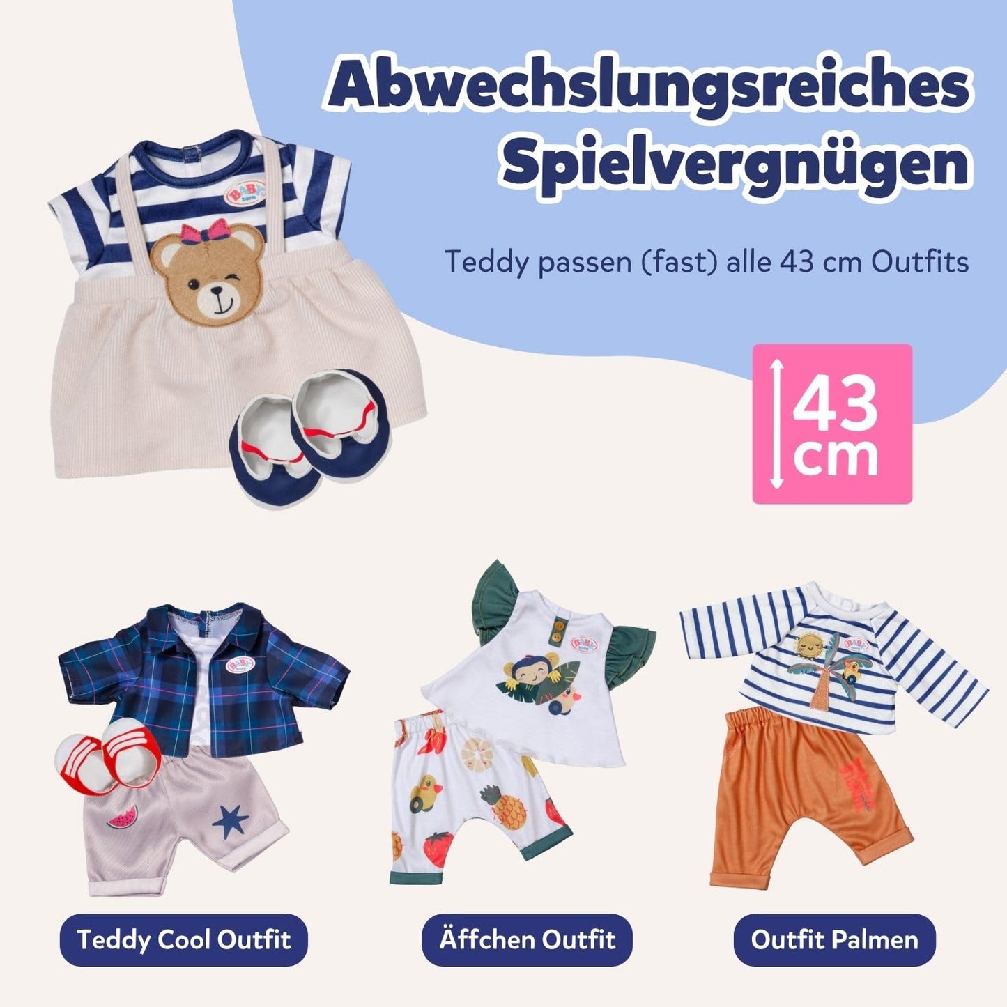 BABY born Singing Teddy - plush bear with sound function & white romper - movable arms & legs - suitable for children aged 18 months and older - sings 5 German songs from the series