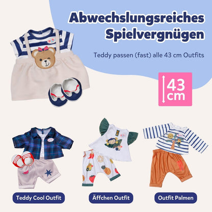 BABY born Singing Teddy - plush bear with sound function & white romper - movable arms & legs - suitable for children aged 18 months and older - sings 5 German songs from the series