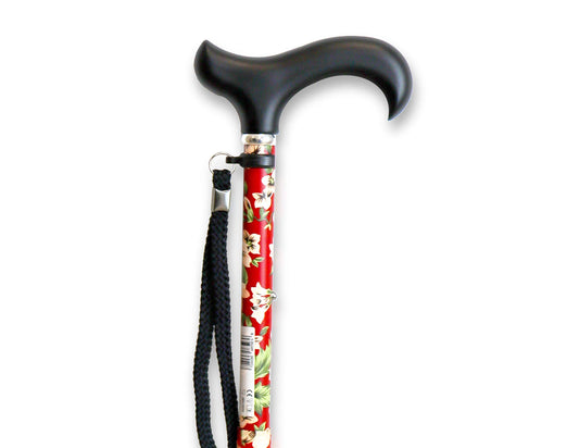 KMINA PRO - Floral Walking Cane for Women, Elegant, Adjustable Height Aluminum, Men's Adjustable, Red Extendable.
