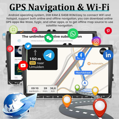 NHOPEEW Android car radio for VW Golf 5 6 MK5 MK6 Caddy Beetle Jetta Passat Polo Tiguan Touran RCD 330 360 / Seat/Skoda, Apple Carplay and Android Auto 9-inch 2+64G + AHD rear view camera
