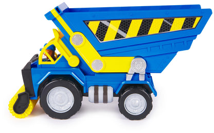 Rubble & Crew - Premium Construction vehicle with a tipping dump truck, leveling roller, lights, and sounds (Deluxe vehicle) and Wheeler figure, toy for children aged 3 years and up.