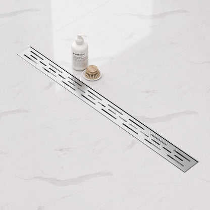 Neodrain shower drain 80cm stainless steel floor drain - 360° siphon drainage channel extra flat with odor stop hair sieve and drainage pipe adapter for bathroom, outdoor area