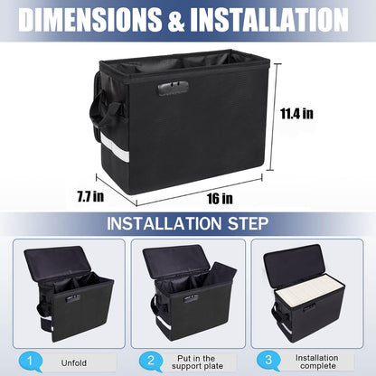 Fireproof comic book storage box 16" X 7.7" X 11.4", waterproof document bag mold and moisture resistant, foldable, lock and zipper, for 150-175 comics