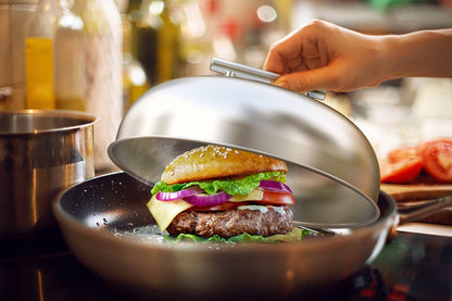onlyfire stainless steel burger bell | heat bell | melt bell for steak burger cheeseburger, burger dome for plancha teppanyaki and grill, Ø 23cm