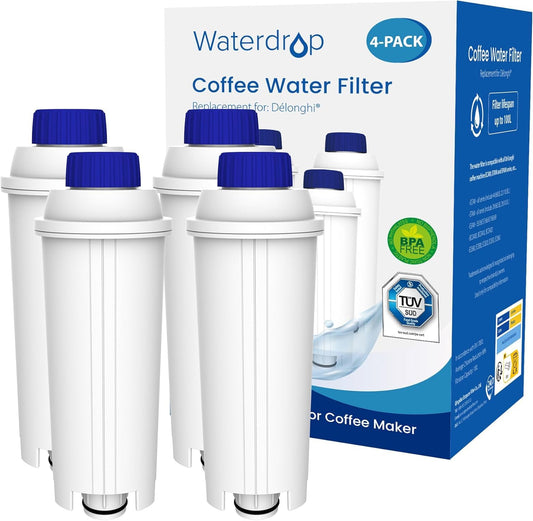 Waterdrop Coffee Filter, replacement for De'Longhi® water filter DLSC002. Compatible with De'Longhi® Magnifica® S, Eletta® Explorer, Dinamica®, and ECAM series coffee machines and espresso makers (4).