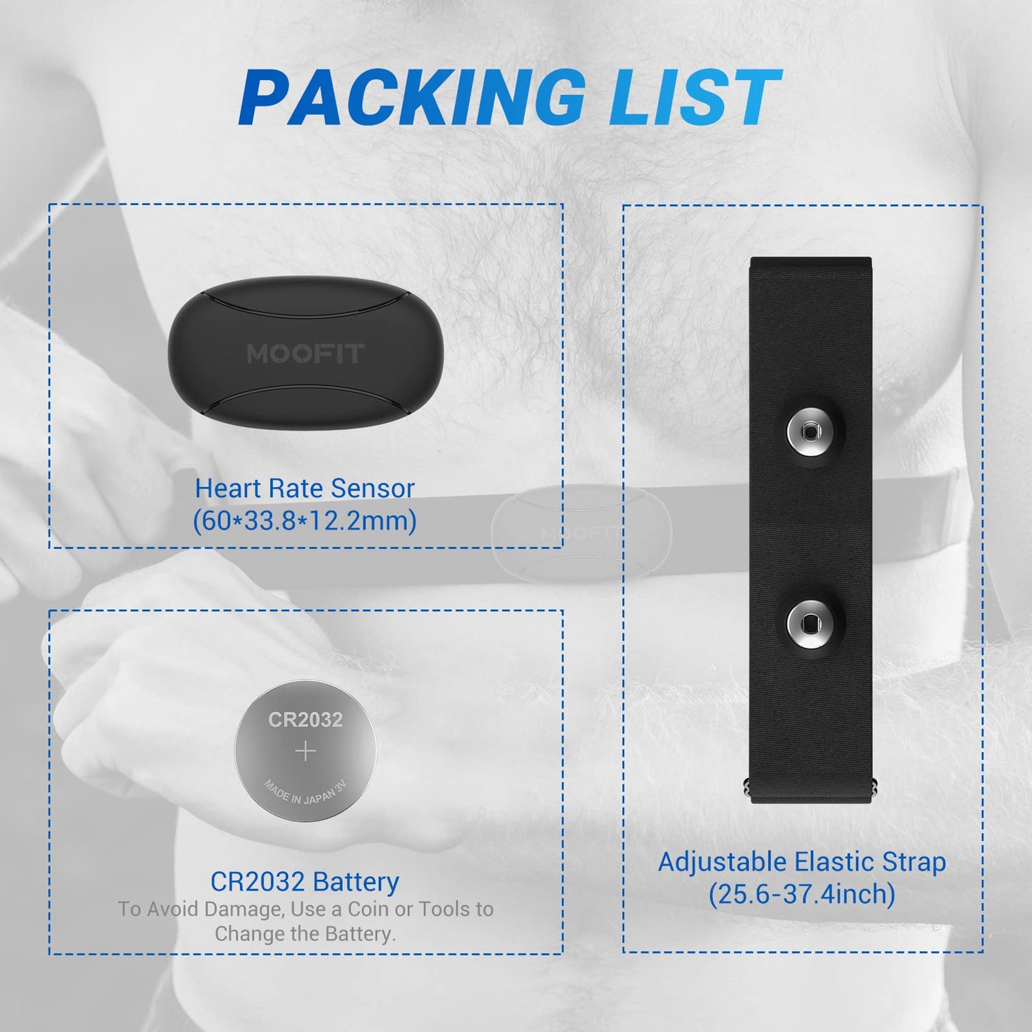 moofit HR8 heart rate monitor chest strap, low energy real-time heart rate data Bluetooth 5.0/ANT+, greater communication range, IP67 waterproof, compatible with iOS/Android apps, fitness equipment, black