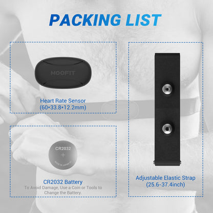 moofit HR8 heart rate monitor chest strap, low energy real-time heart rate data Bluetooth 5.0/ANT+, greater communication range, IP67 waterproof, compatible with iOS/Android apps, fitness equipment, black