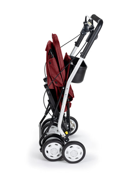 Carlett - Lett800 Comfort Move | Shopping Trolley | 4-Wheel Folding Shopping Cart | Class I Medical Device | Detachable Bag 29 l/15 kg | Rollator with Seat | Storage Compartment | Red.