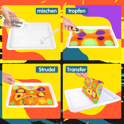 Coodoo Water Marbling Paint Kit for Kids - Arts and Crafts for girls and boys, craft kits, perfect gifts for children aged 6+ to 8-12 years