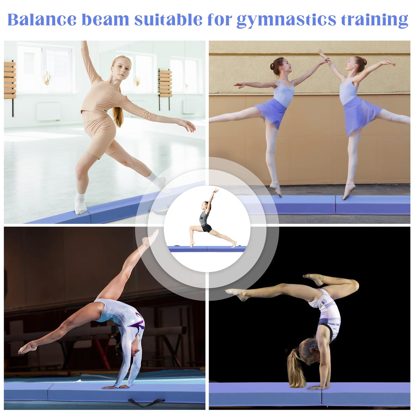 SportBob folding balance beam for kids, 300cm PU leather gymnastics beam for home use. Perfect for balance beam training, fitness, and gymnastics.