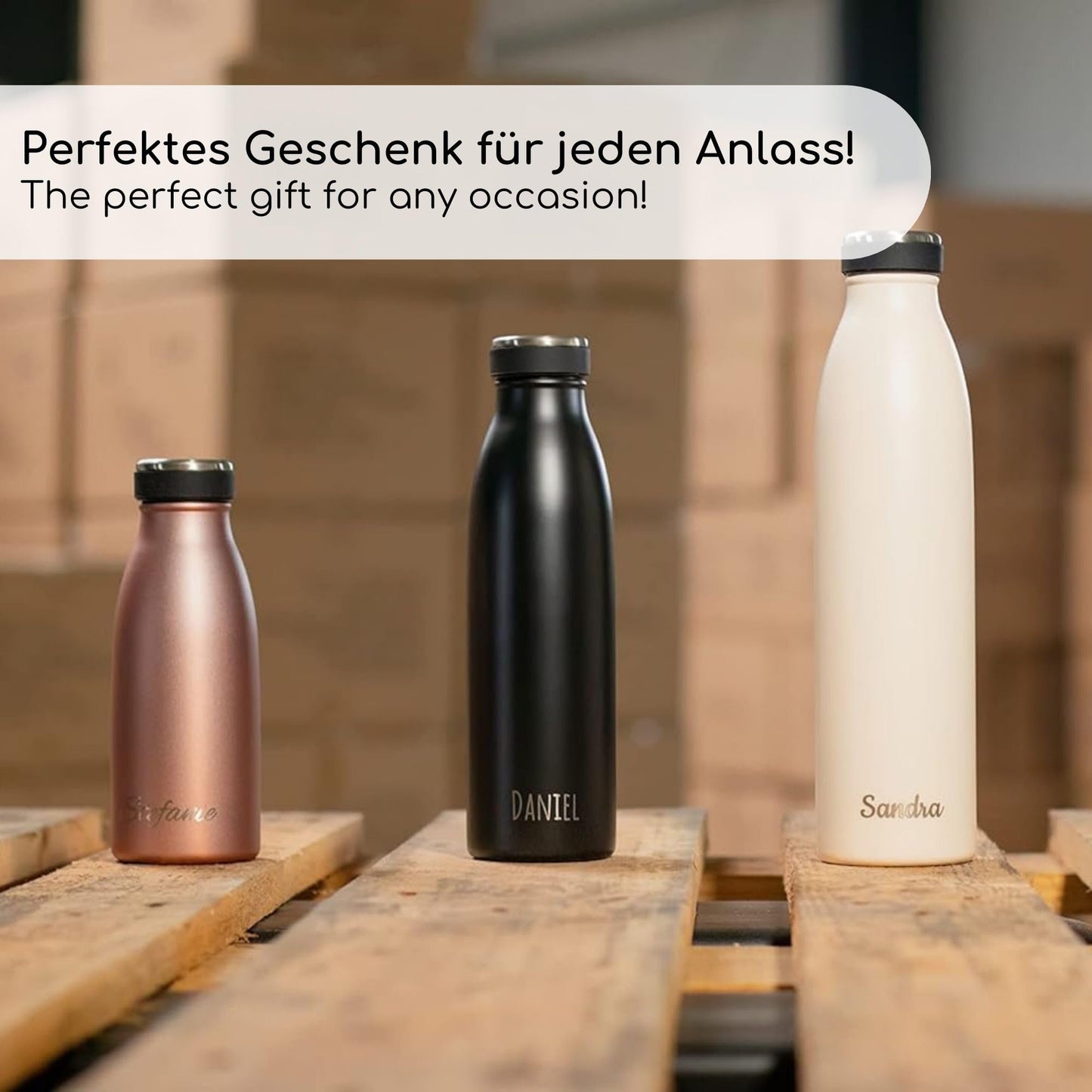 Milu® Engraved Water Bottle - Personalized Gift Idea for Easter, Father's Day, Mother's Day, Christmas, Back to School, Anniversary, Birthday for Women and Men, Mom, Dad, Kids (1500ml + Engraving)