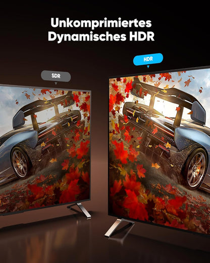 Highwings Fibre Optic HDMI Cable 20M 8K, HDMI 2.1 Cable 48Gbps Ultra Highspeed 8K@60Hz 4K@120Hz 7680P HDR10 eARC DTS:X 3D HDCP 2.2&2.3, Compatible with PS5/4/3 HDTV Blu-ray Player Monitor