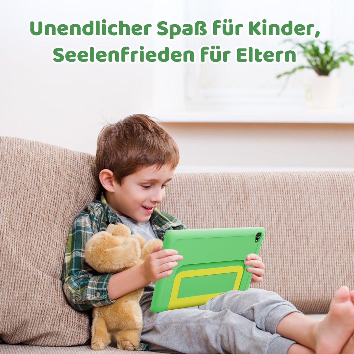 Angel Android 14 Kids Tablet, Octa-Core Processor Tablet for Kids, 14GB+64GB, 5000mAh, Parental Control, WiFi 6, Bluetooth 5.3, Kid-Friendly Case (green)