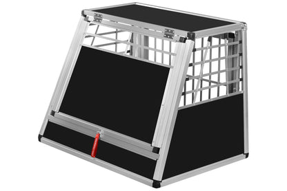 Alpuna dog crate N37 > 70x99x75.5cm with emergency exit, silver, transport box for dogs, dimensions: 70 x 99 x 75.5 cm.