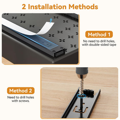 SOLEDI Telescopic Drawer Adhesive, Pull-Out Kitchen Drawer 3-Pack, Expandable Kitchen Cabinet Organizer, No Drilling or Nailing Required (Black)