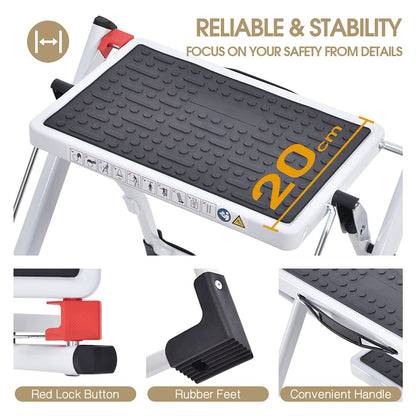 KINGRACK Step Stool, Foldable Step Stool, (White)