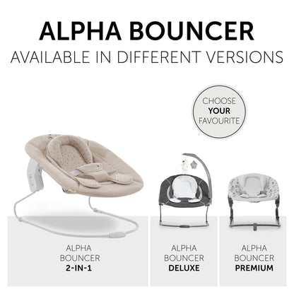 Hauck 2in1 Baby Bouncer & Newborn Attachment for Alpha+ & Beta+ Wooden Highchair Alpha Bouncer 2in1, from birth up to 9 kg, 3-point hip belt, seat reducer, rocking frame (Disney Winnie the Pooh Beige)