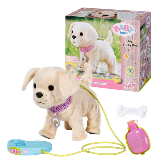 BABY born, dog, My Lucky Dog, BABY born dog with functions including collar, pendant, leash, bottle, and bone, 829417, Zapf Creation.