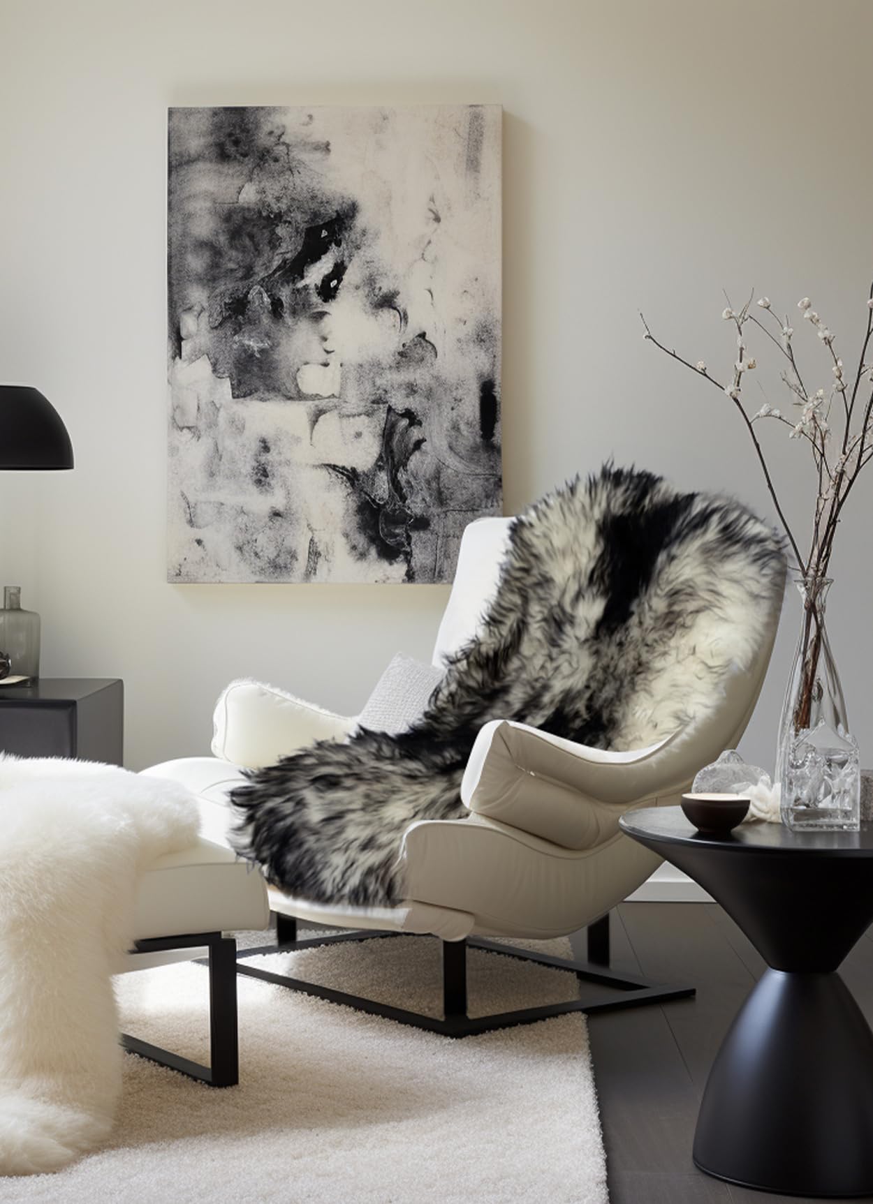 Merino sheepskin from the Black Forest, 110-120 cm, cozy and soft. Ecologically tanned by German farms, natural form decor, premium sheepskin runner, seat pad.