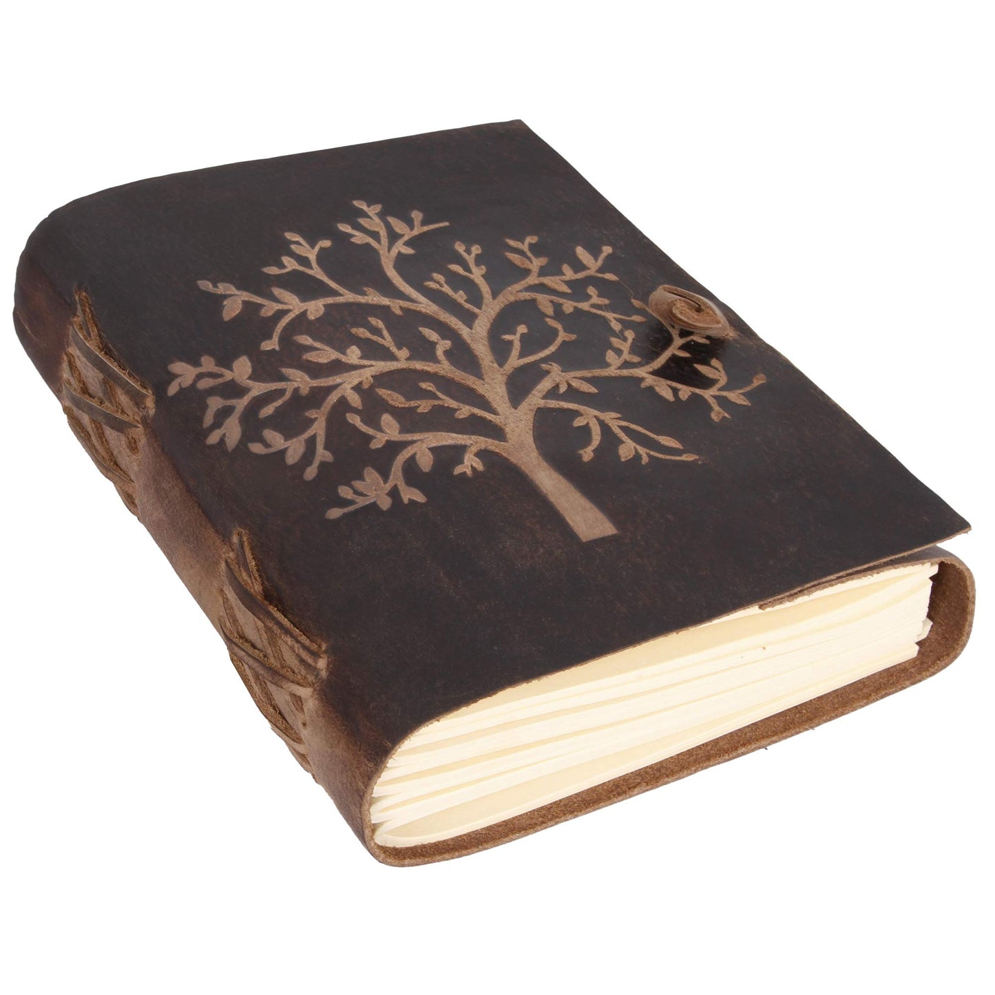 Moonster Leather Notebook Tree of Life - 400 Kraft Paper Pages Medium Wide Lined Leather Notebook, 20x15cm - Adult Lined Diary - Writer's Accessory - Journal - Condolence Book