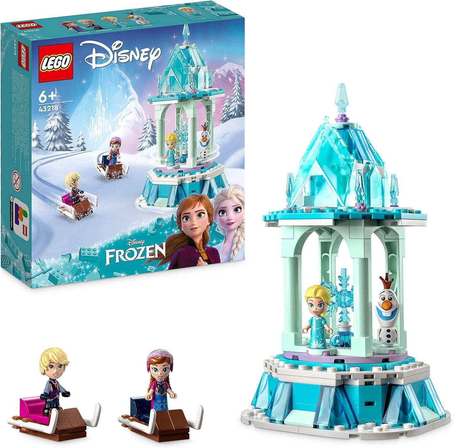 LEGO Disney Frozen Elsa's Ice Palace, Ice Queen Castle Toy with Princess Elsa and Anna Dolls & Disney Princess Anna and Elsa's Magical Carousel, The Frozen Toy.