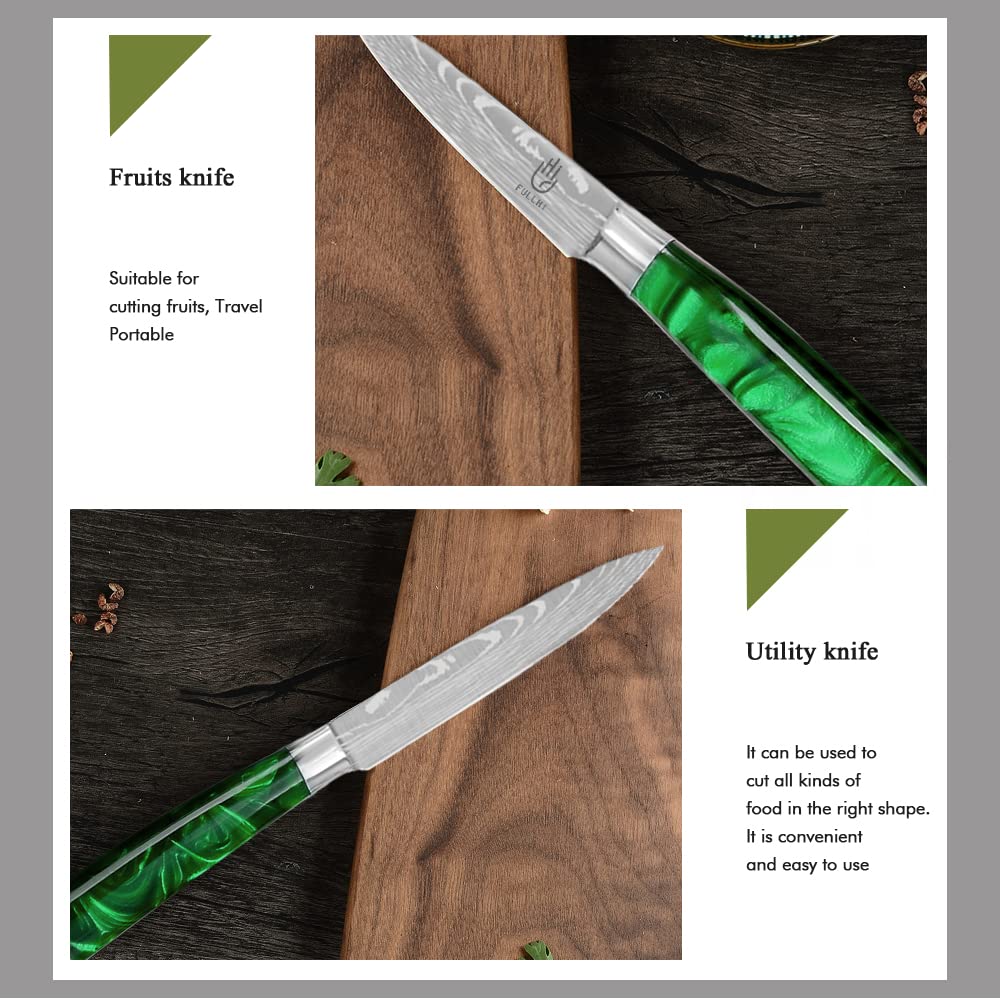 FULLHI Knife Set, 14pcs Japanese Knife Set, Multicolored Premium German Stainless Steel Kitchen Knife Set