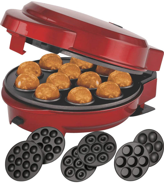 Melissa 16250072 3in1 Donut, Muffin, and Popcake Maker with 3 interchangeable baking plates, Red Metallic
