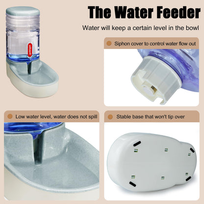 Automatic feeder for small and medium-sized pets, 3.8L, travel feeder and water dispenser for dogs, cats, pets (Gray)