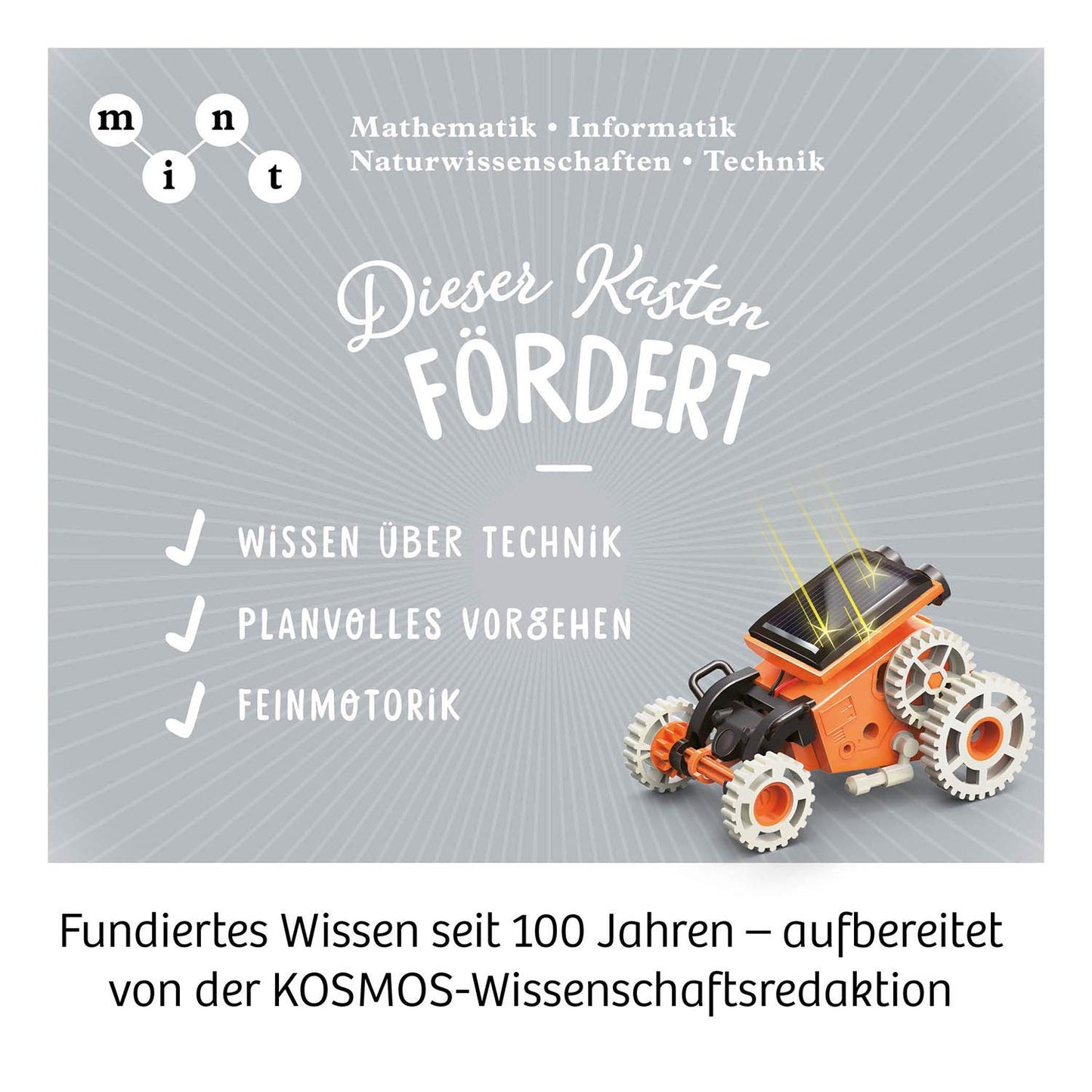 KOSMOS 620677 Solar Bots, Build 8 solar models, robot kit with solar-powered motor, solar cell with motor, experiment kit for children aged 8-12 years.
