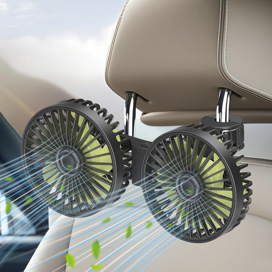 Qidoe USB Car Ventilator Backseat: 360° Car Cooling Fan 3-Speed Mini Fan Powerful Quiet 12V Battery Air Fan for Home/Office 12 volt Truck RV Boat Camper Vehicle Seat Fan 5V