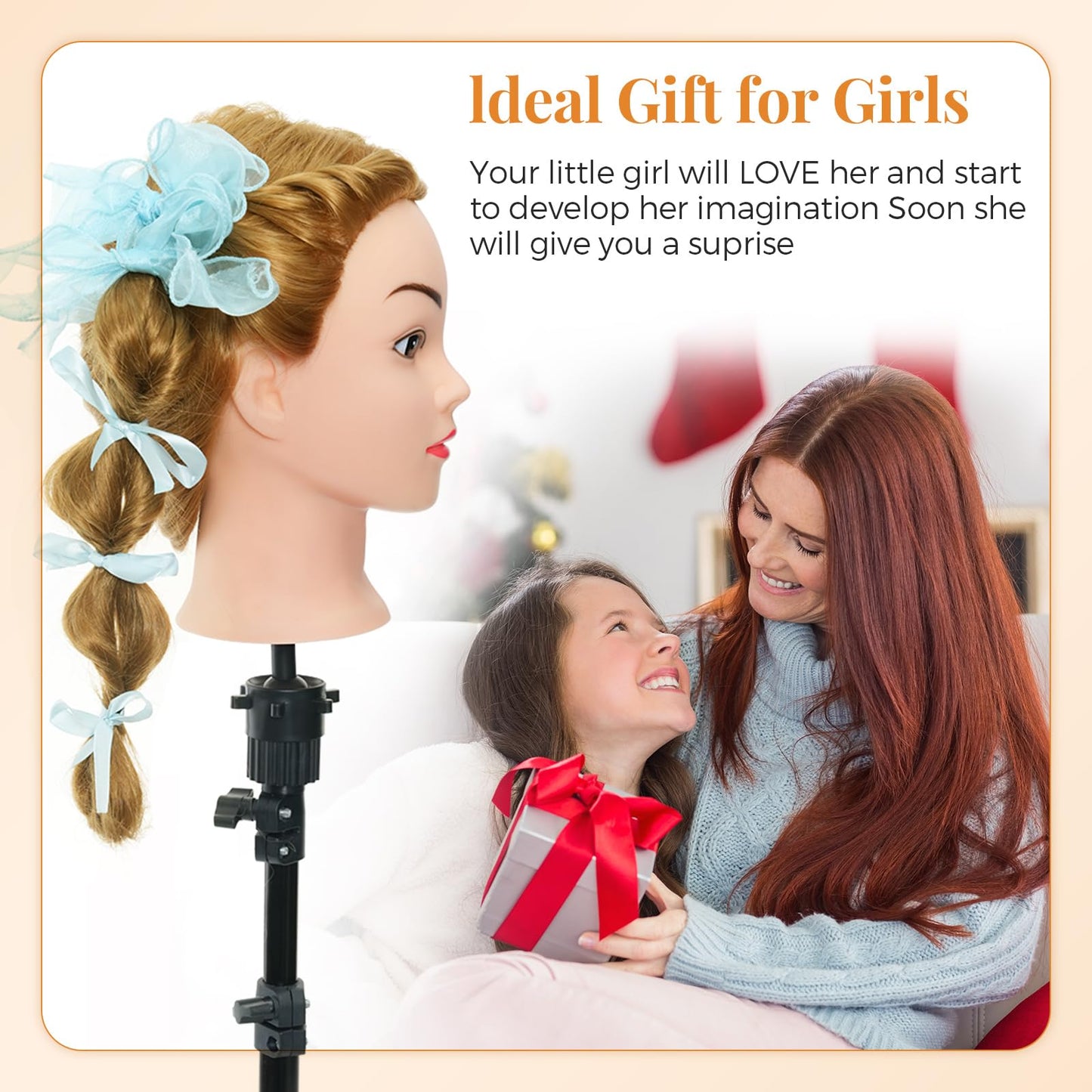 Neverland 24" Mannequin Head Hairdresser with Stand 60% Real Hair Hair Practice Head Doll Head Hairdresser Head Training Head With Holder + Hair Styling Braid Set #27