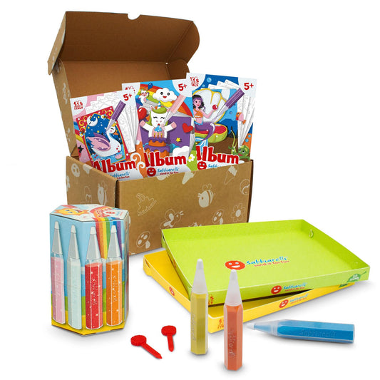 Sabbiarelli Sand-it For Fun - Box of fantastic worlds, set of creative sand coloring crafts, hands-on activities, perfect gift idea for kids 5+ for birthdays or Christmas.