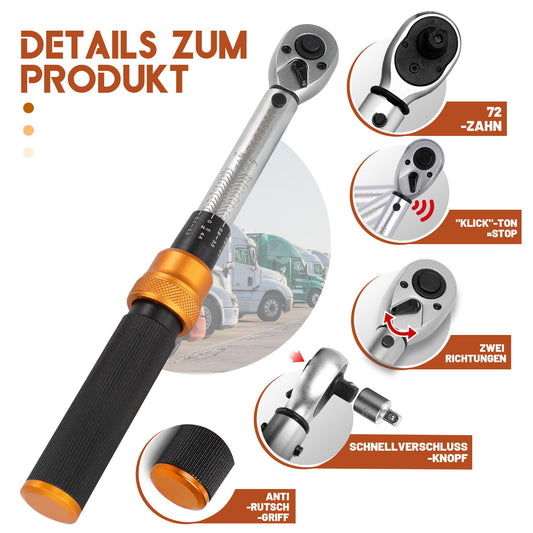UYECOVE torque wrench 1/4 inch, bicycle torque wrench 1-25Nm 13-piece set. Torque wrench for bikes with 10cm extension bar, allen key, Torx bit socket.