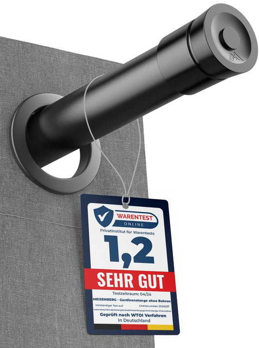 MEISENBERG clamp-on curtain rod 90-160cm - no drilling shower rod - curtain rod - black - telescopic rod - 1 piece