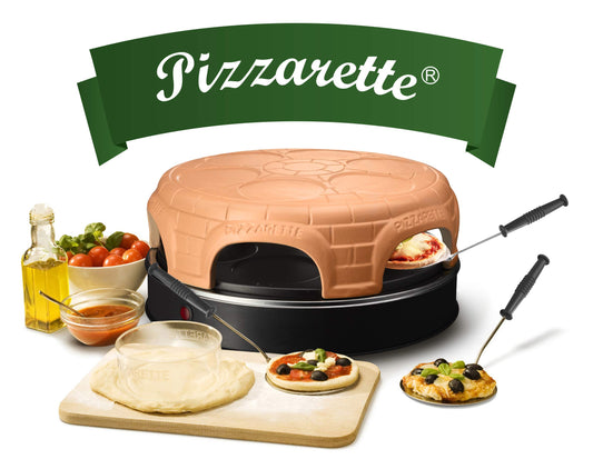 Emerio Pizza oven, PIZZARETTE the Original, handmade terracotta dome, patented design, for mini pizzas, genuine family fun for 6 people, PO-115848.1, terracotta dome.
