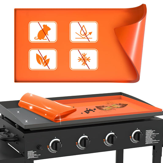 35.98 inch large grill mat for Blackstone griddle, silicone protective mat, durable, food-safe silicone grill cover for year-round cooking, protects grill from rodents, insects.