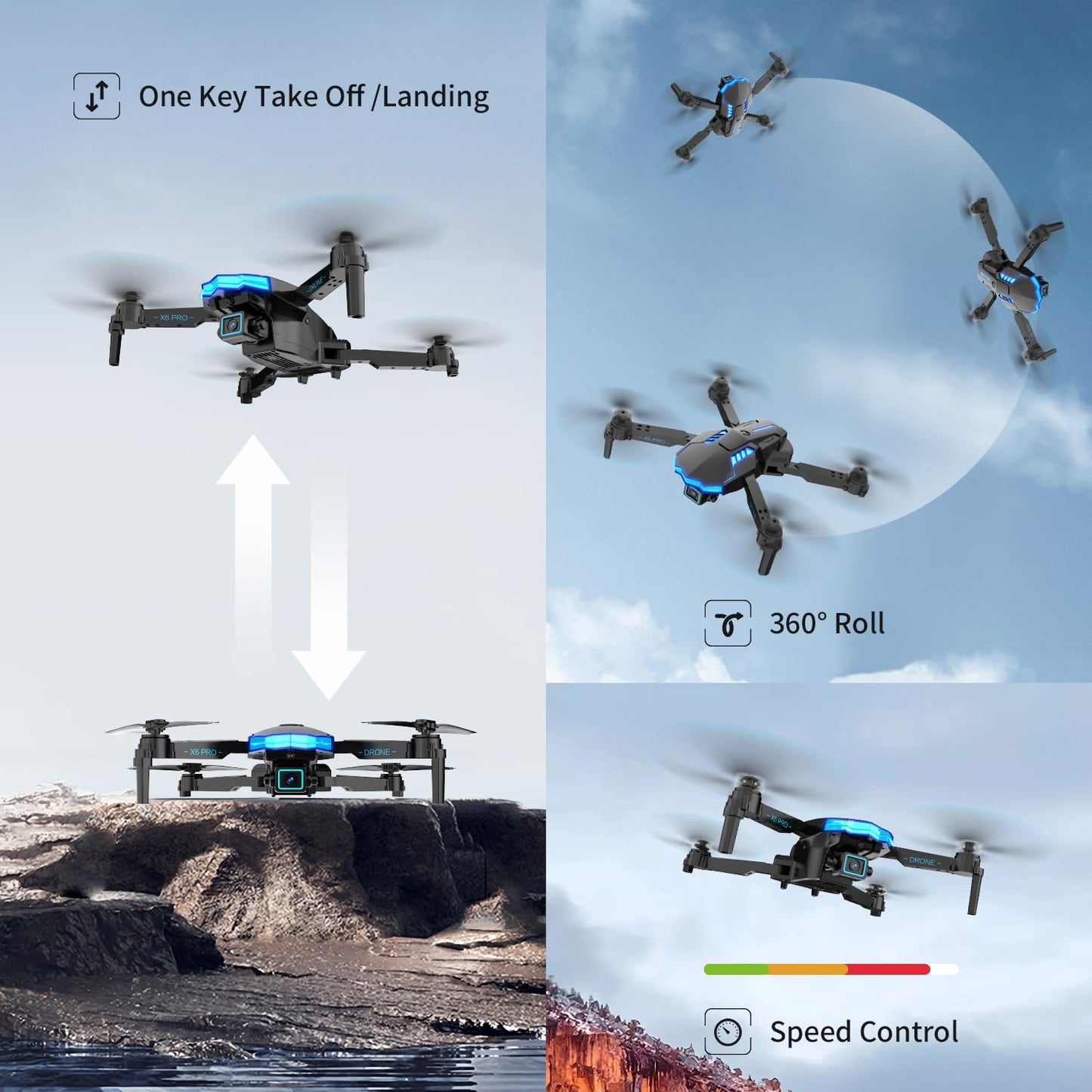 Drone with 1080P Camera for Kids, Brushless Motor RC Quadcopter for Beginners, One-Button Start/36 Min Long Flight Time/Altitude Hold, Toys and Gifts for Boys Girls (Grey)