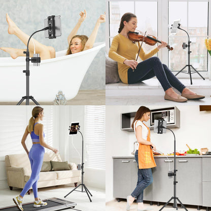 LIUGAST tripod stand, 63 inches - floor stand for tablet, with 360° rotation for iPhone Mini, Air, Pro and all 4.7-11.9 inch tablets.