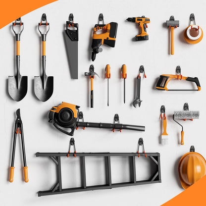 HSTMYFS Heavy Duty Wall Hooks (12-Pack) - Hooks for Garage, Workshop & Garden - Sturdy tool holder for bikes, ladders, tools, garden equipment.