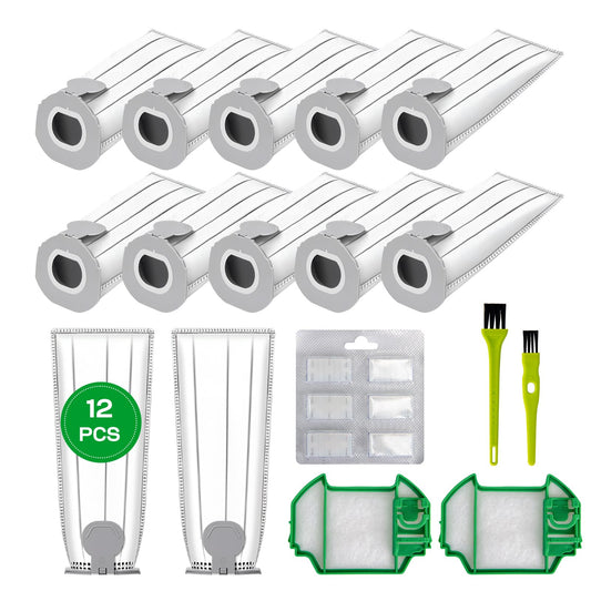 12 pieces of vacuum cleaner bags for Vorwerk Kobold VK7 FP7, vacuum cleaner bag accessories for Vorwerk cordless vacuum VK7. FP7 premium filter bags for Kobold.