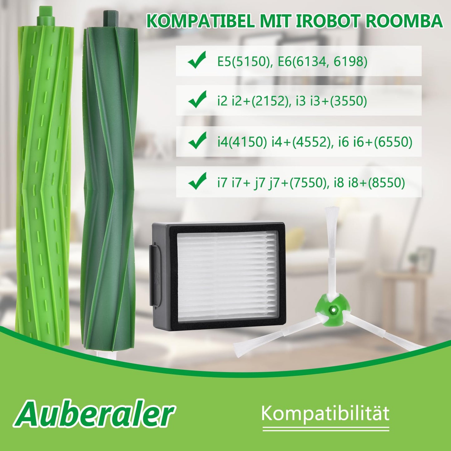 Replacement parts for iRobot Roomba i7 compatible with j7, j7+/Plus, i7, i7+, i3, i3+, i4, i4+, i6, i6+, i8, i8+, E5, E6, E7 vacuum cleaners.