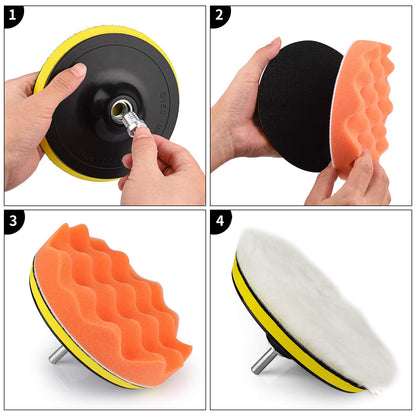Kshineni 150mm polishing sponges pads, 11pcs polishing pad sponges set for car polishing attachment drill set for orbital polisher grinder polishing pad for polishing, sanding, waxing.