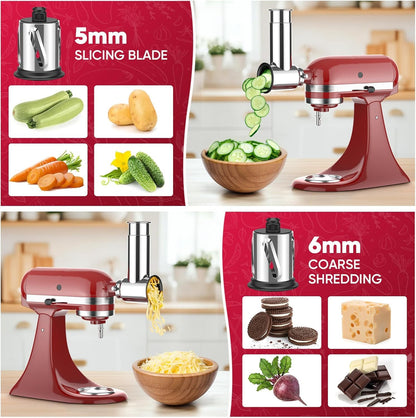 COFUN Stainless Steel Vegetable Slicer Attachment for KitchenAid, Stainless Steel Grater Attachment for KitchenAid Salad Maker, Slicer Shredder Attachment with Vegetable Cutter, Slicer, Grinder, Cheese Grater for KitchenAid