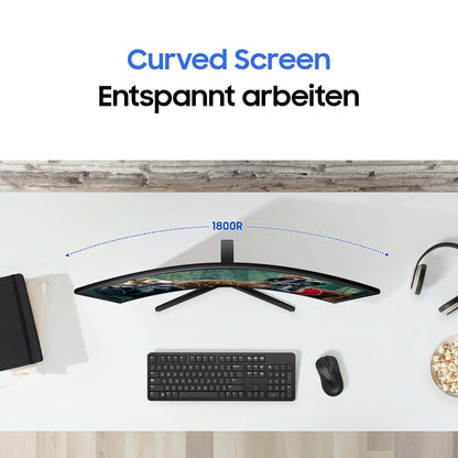 Samsung S36GD Essential Curved Monitor 27-inch, PC screen with VA panel, Full HD resolution, 4 ms response time, refresh rate 100 Hz, Eco Saving Plus, Flicker Free, Black, S27D366GAU.