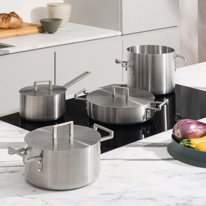 Alessi Convivio DC100S7 - design cookware set, 18/10 stainless steel handles with PVD coating, matte.