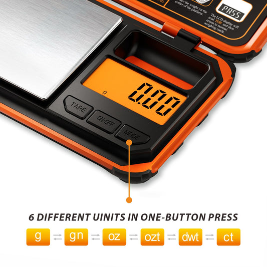 ACCT Precision Pocket Scale, 200g x 0.01g, Jewelry Gram Scale, LCD Display, One-Click Conversion, 6 Units, Mini Scale for Food/Powder/Herbs/Coins (including Battery)