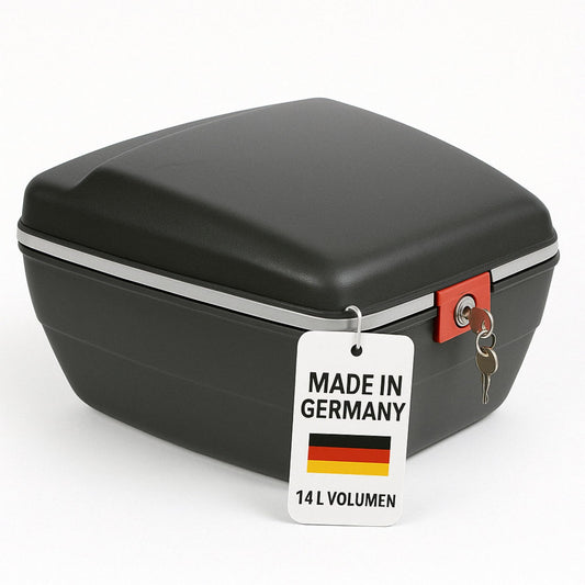 Thiru Touring-Treasure Bike Case 14L - lockable waterproof bike box for luggage rack - theft-proof hard shell with universal mount for e-bike, trekking & city bike - Made in Germany