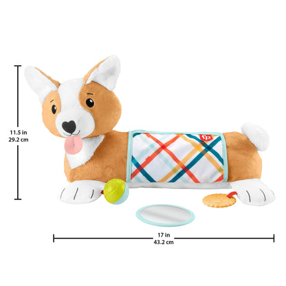 Fisher-Price Baby tummy time toy, 3-in-1 Puppy Play Pillow with BPA-free teether, rattle, and mirror toy.