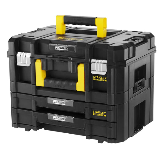 STANLEY FatMax Pro-Stack tool box empty tool case - tool chest (21.5L capacity, with 2 drawers and organizers for small parts, with metal closures) FMST1-71981