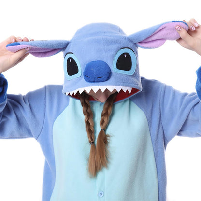 RANSUU Stitch Onesie Costume Relaxo Jumpsuit Adult Pajamas Women Men Animal Onesie Christmas Carnival Halloween Blue S